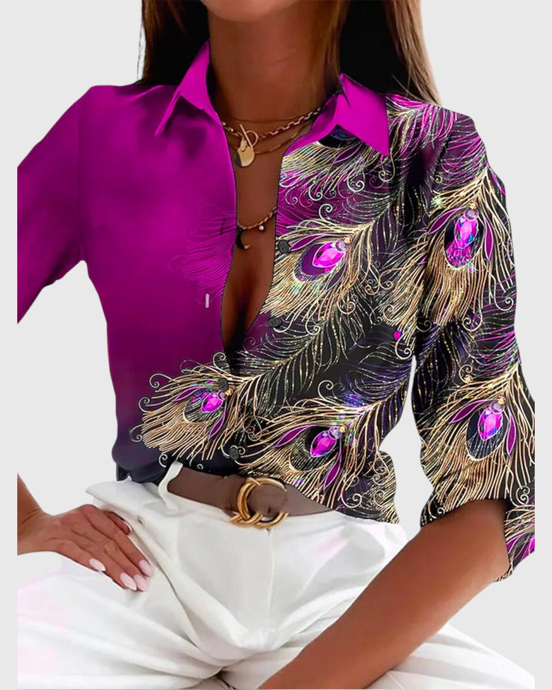 Laney - Feather Pattern Blouse