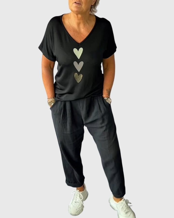 Casual comfortable pants with solid color pocket