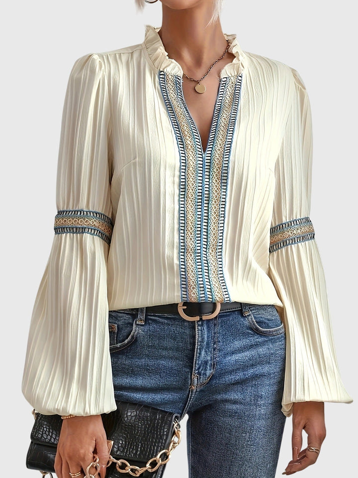 Bohemian Long Sleeve Blouse with Tribal Details