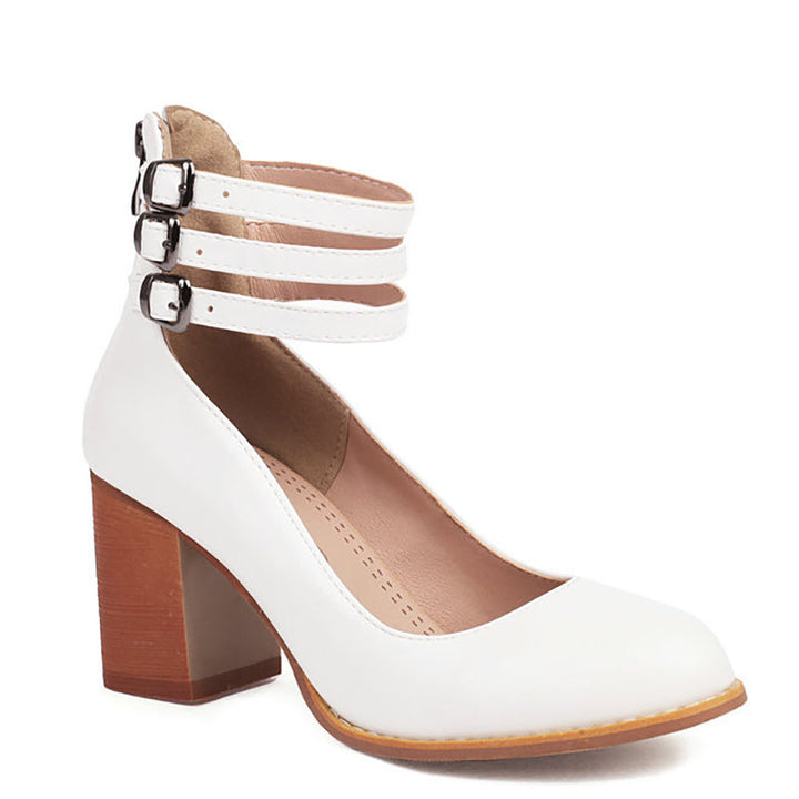 Casilda | Smooth Sandals with Ankle Straps and Chunky Heel