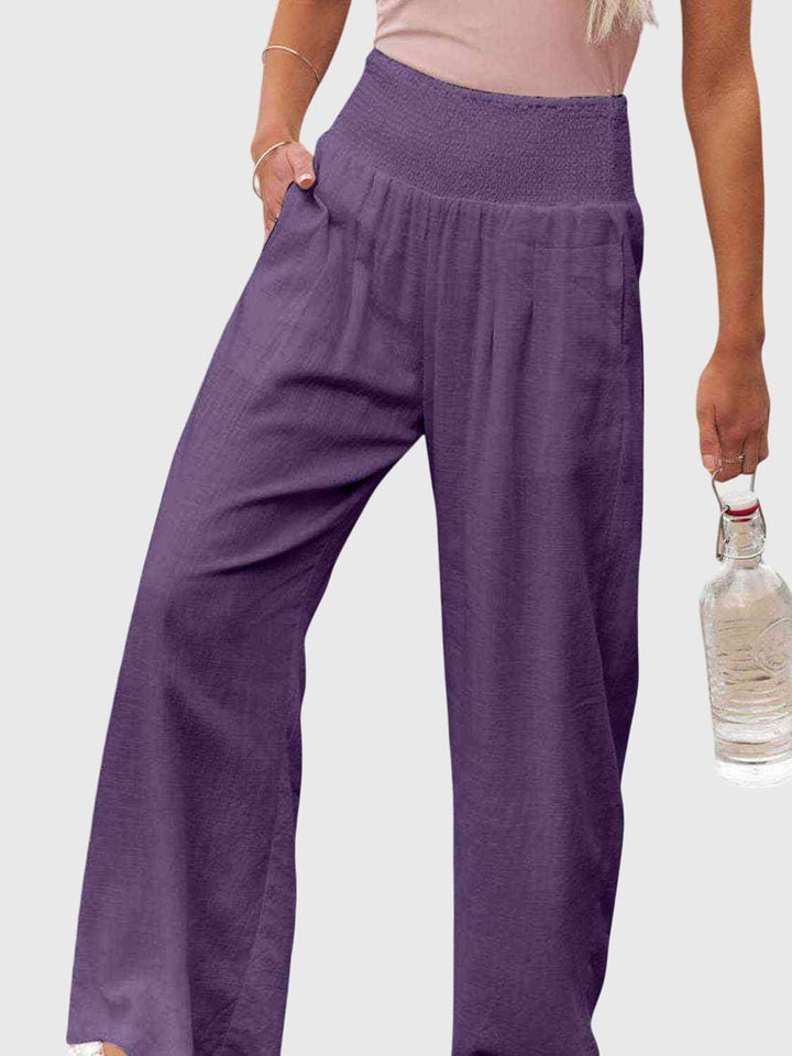Jane | Full Size Smocked Waist Wide Leg Pants