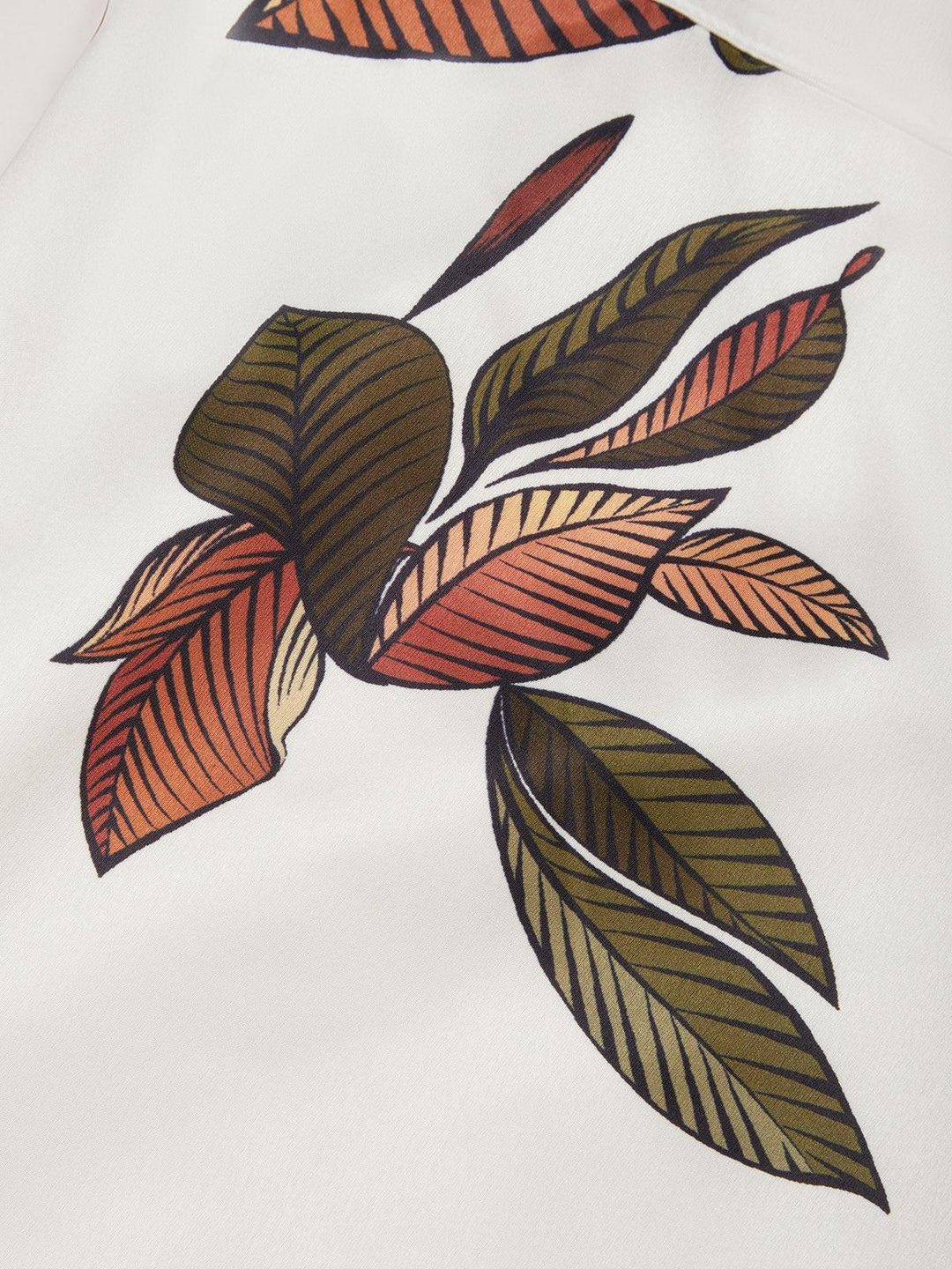 Shine - White Leaf-Patterned Midi Dress