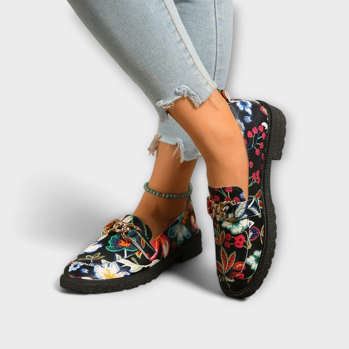 Eleanor - Multicolored Moccasins with Floral Pattern