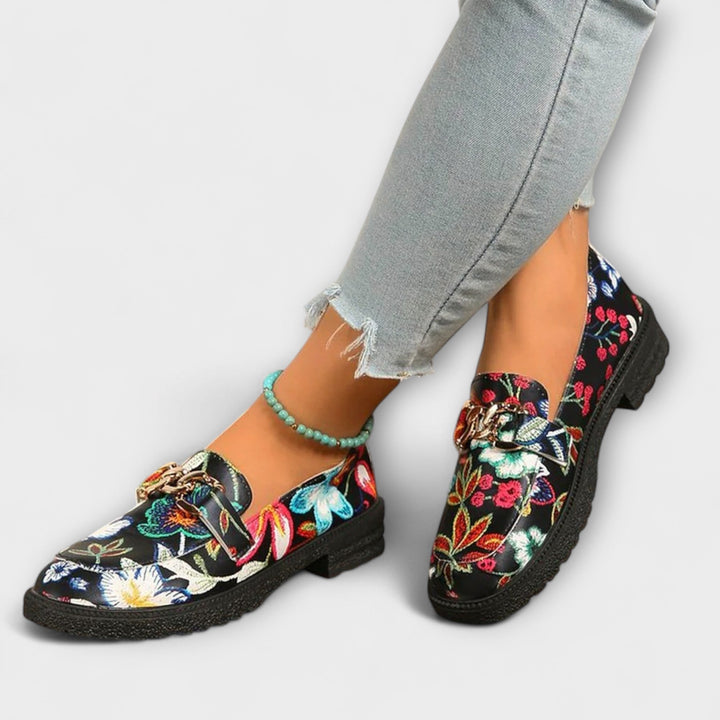 Eleanor - Multicolored Moccasins with Floral Pattern