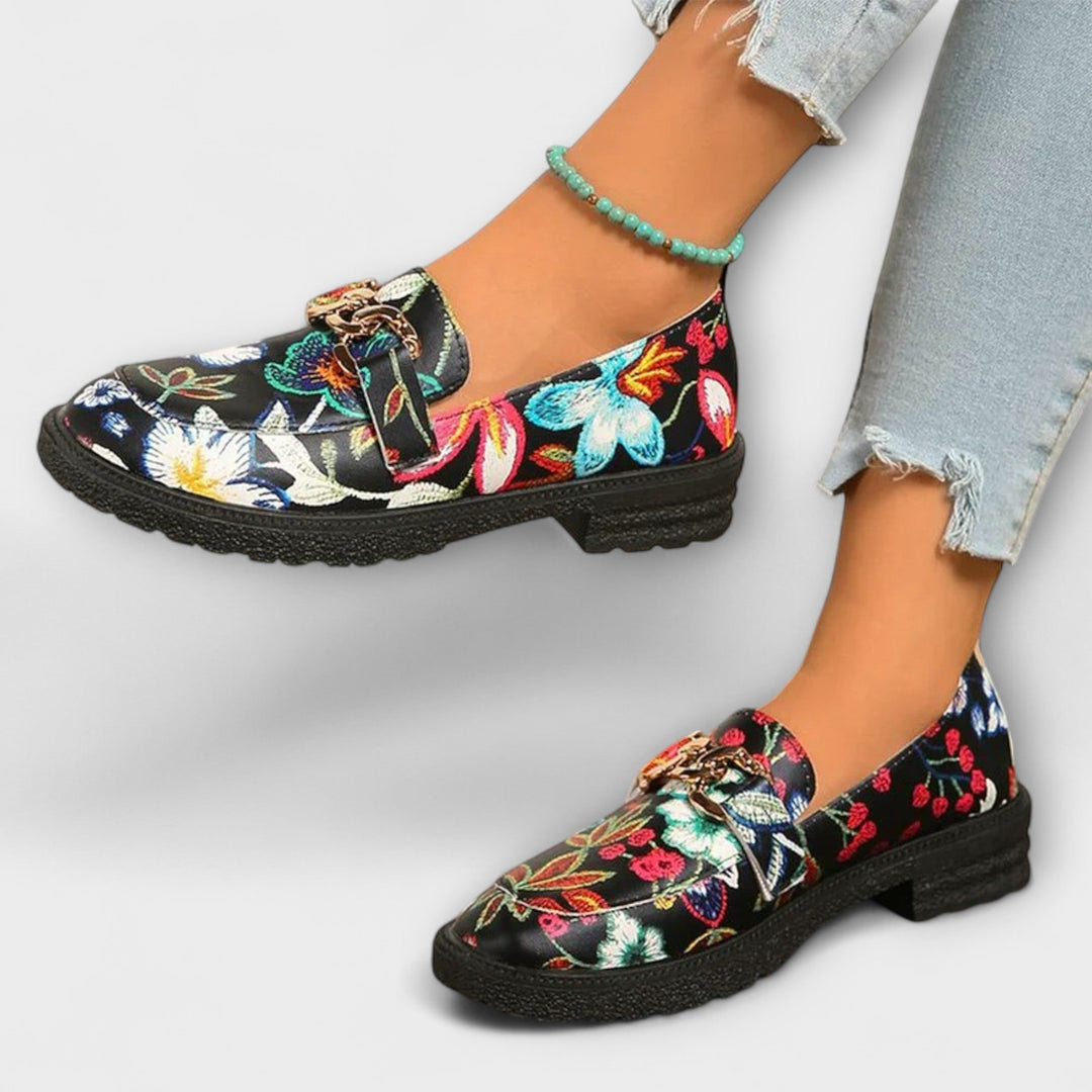 Eleanor - Multicolored Moccasins with Floral Pattern