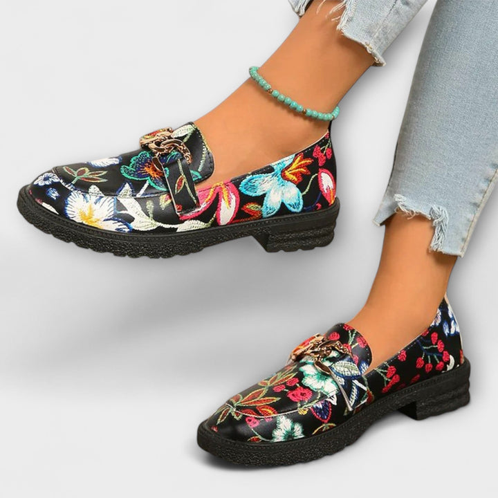 Eleanor - Multicolored Moccasins with Floral Pattern