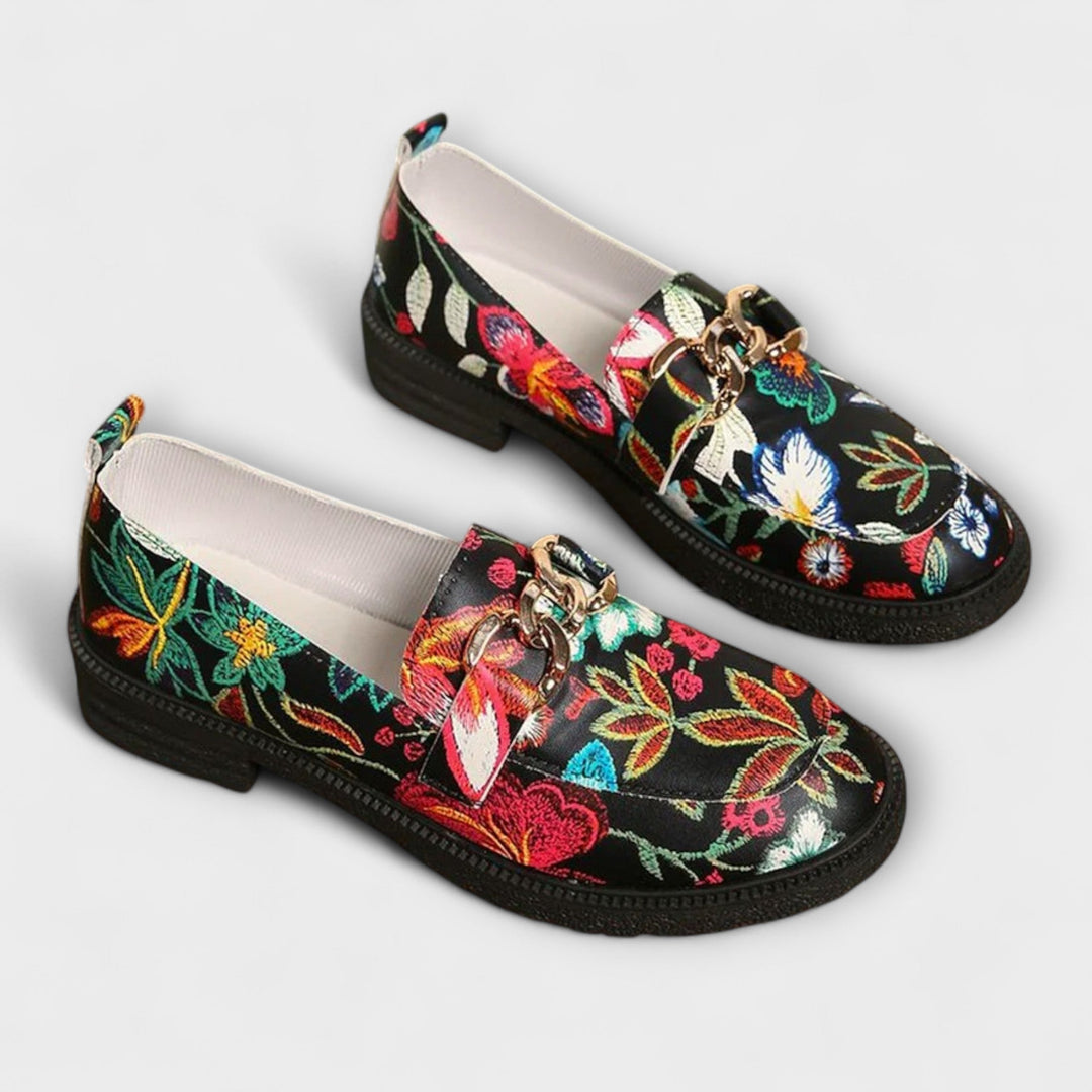 Eleanor - Multicolored Moccasins with Floral Pattern