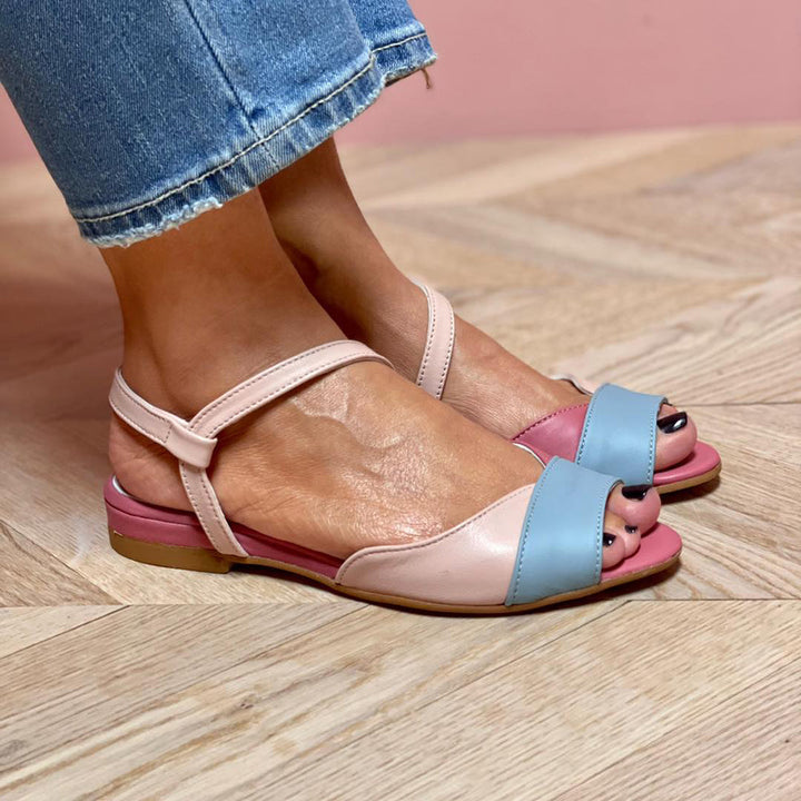 Roselina | Rosane Asymmetric Color-Block Style Sandals