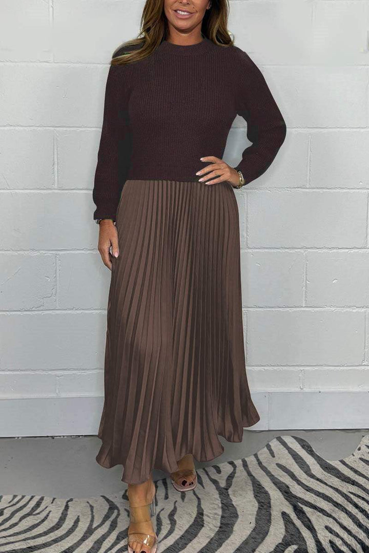 Clara - Chic Pullover and Pleated Skirt Set