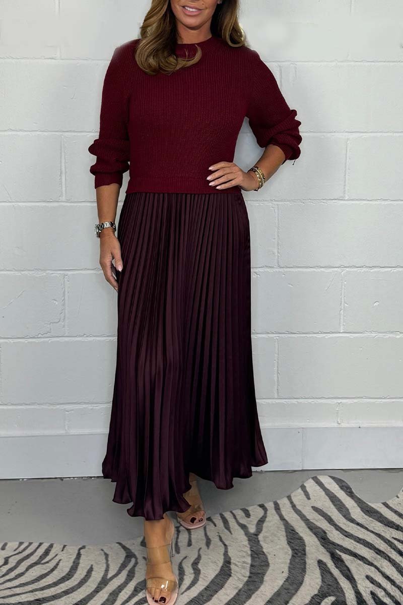 Clara - Chic Pullover and Pleated Skirt Set