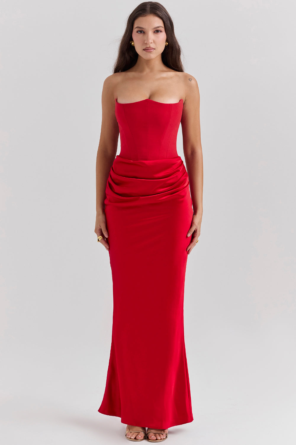 Lila - Satin Dress with Hourglass Shape Silhouette