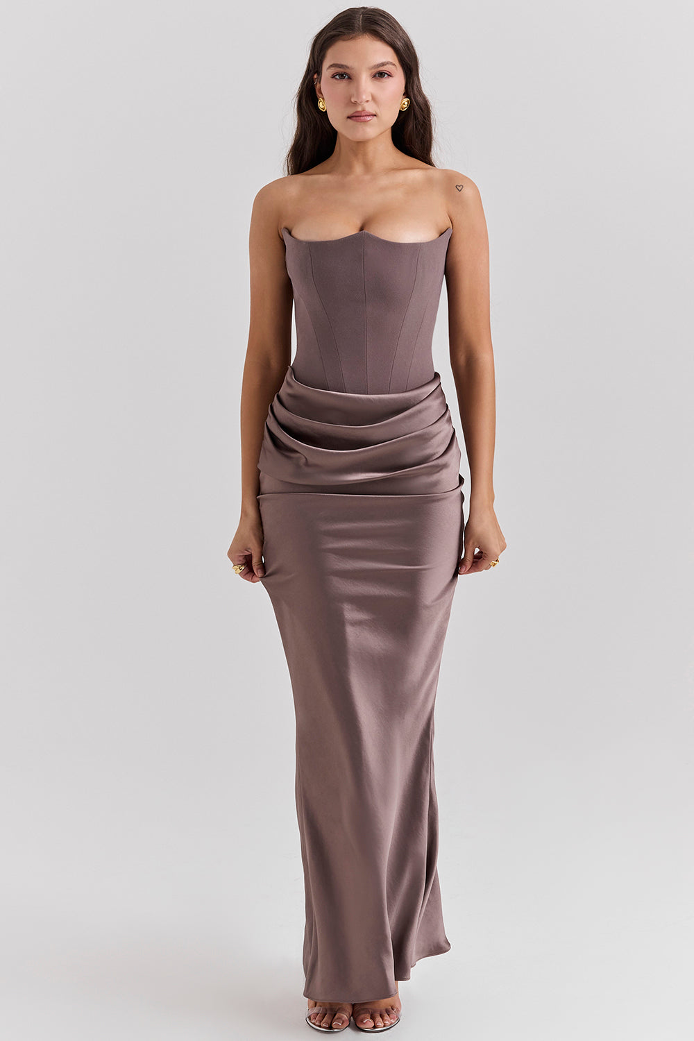 Lila - Satin Dress with Hourglass Shape Silhouette