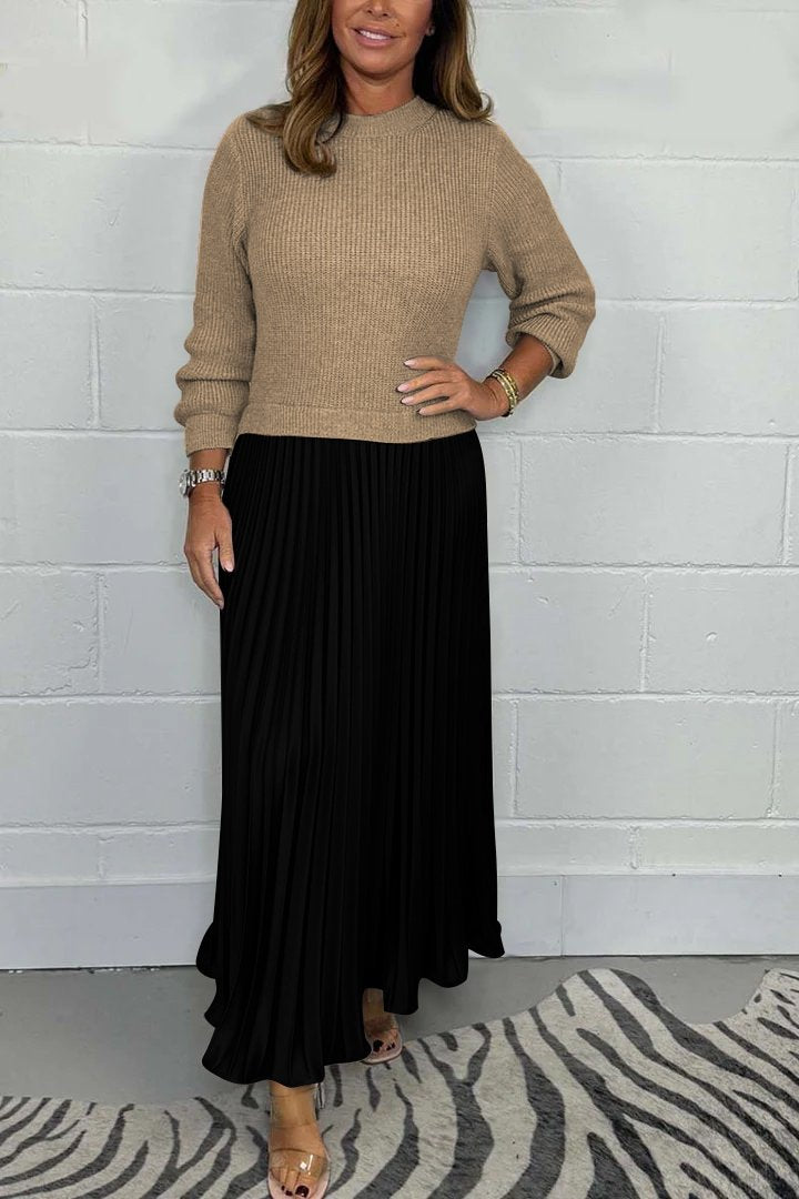 Clara - Chic Pullover and Pleated Skirt Set