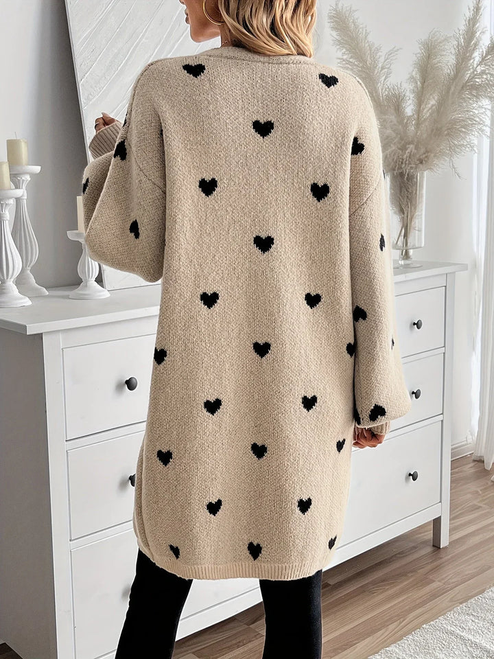 Ria - Heart Print Cardigan