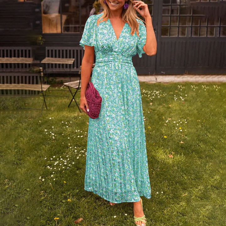 Sara - Floral Maxi Dress with Ruffled Sleeves