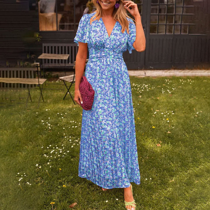 Sara - Floral Maxi Dress with Ruffled Sleeves