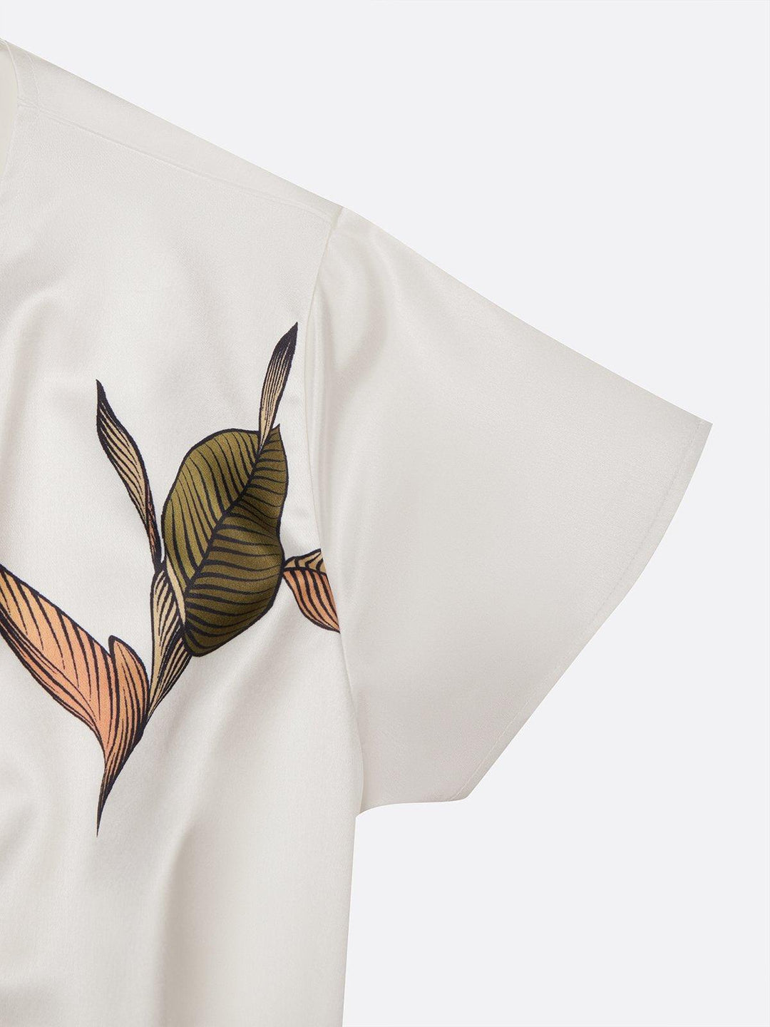 Shine - White Leaf-Patterned Midi Dress