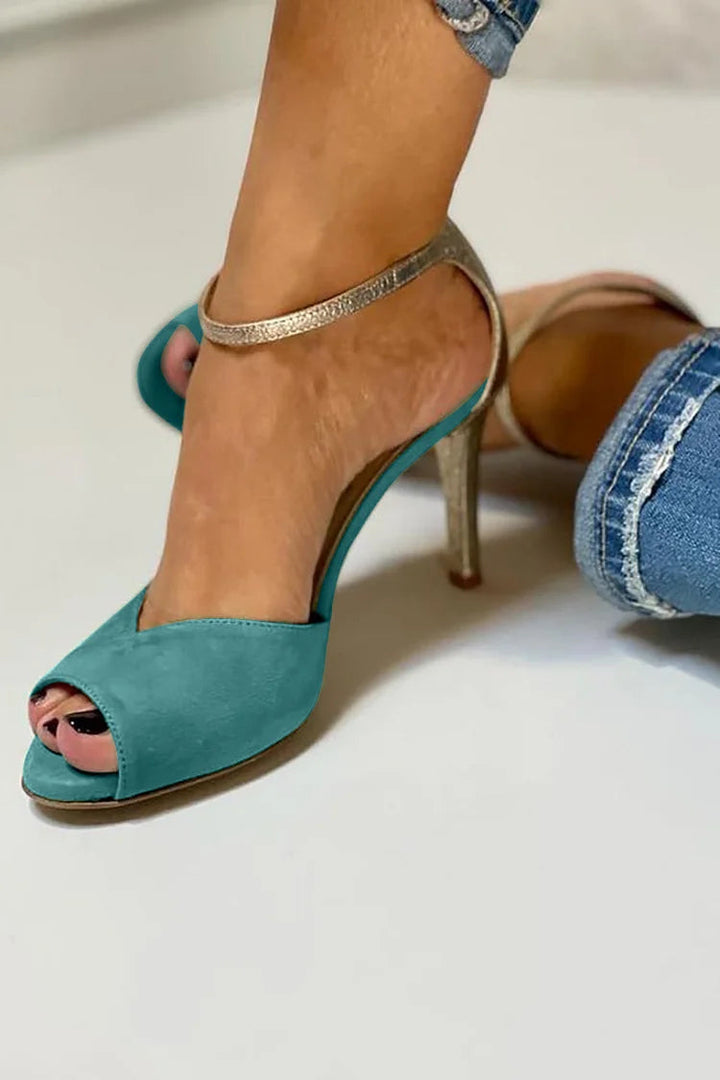 Liv | Peep Toe High Heel Shoes with Straps and Closure