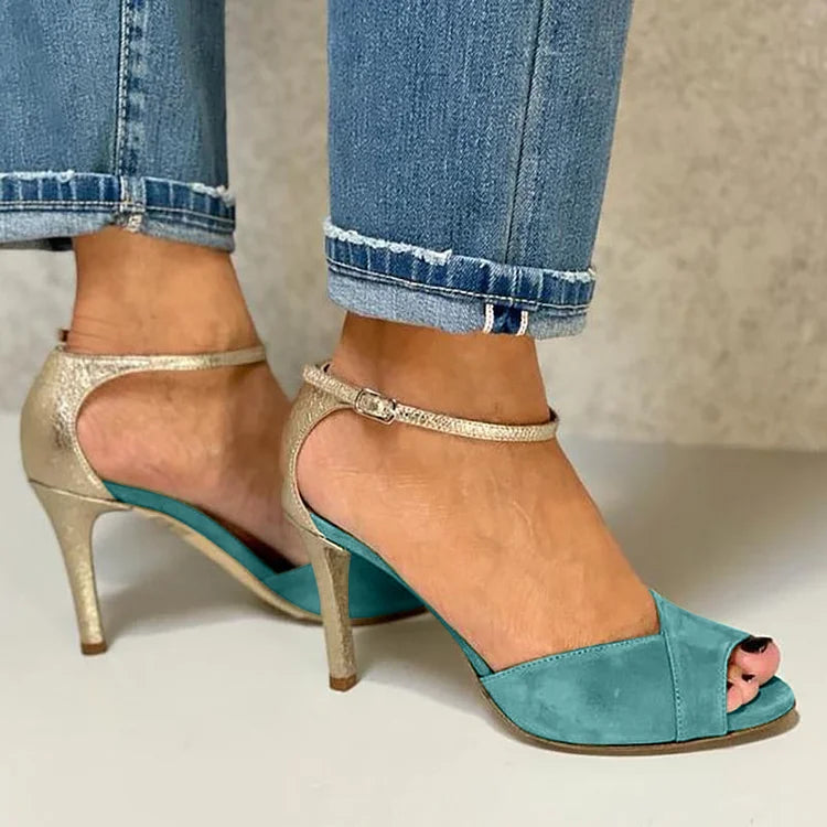 Liv | Peep Toe High Heel Shoes with Straps and Closure