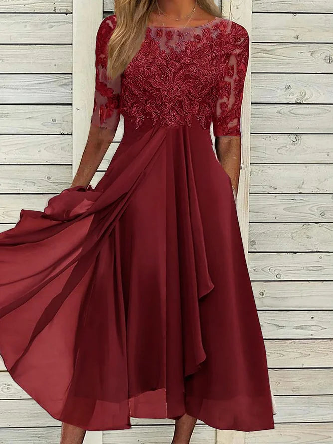 Taryn - Elegant Lace Midi Dress