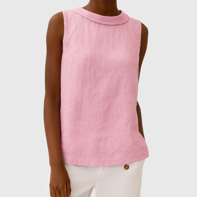 Ellie – Sleeveless Roll Collar Top