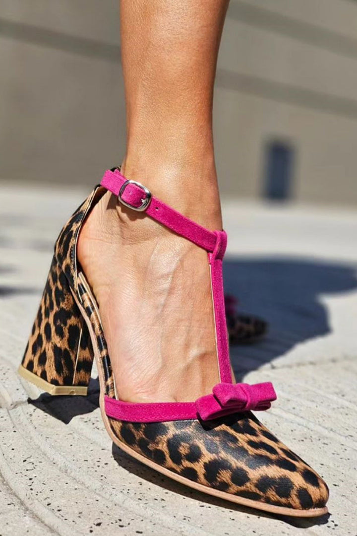 Leontina | Green Sandals with Leopard Pattern and Color Accent