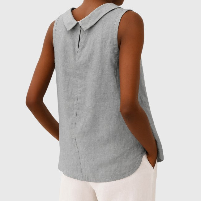 Ellie – Sleeveless Roll Collar Top
