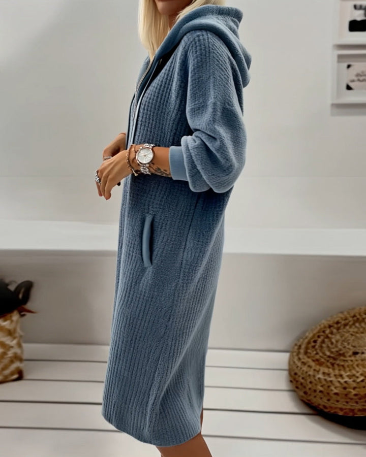 Selena – Chic Honeycomb Hoodie Dress