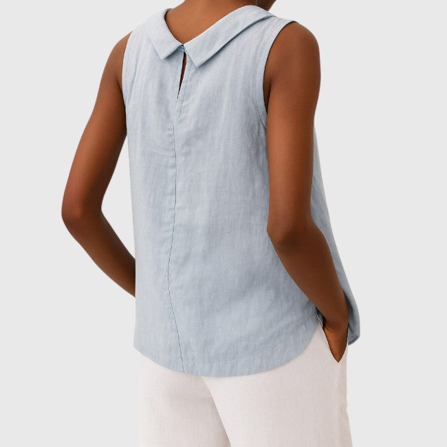 Ellie – Sleeveless Roll Collar Top