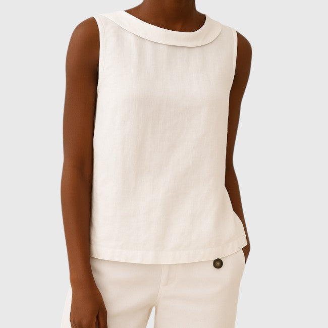 Ellie – Sleeveless Roll Collar Top