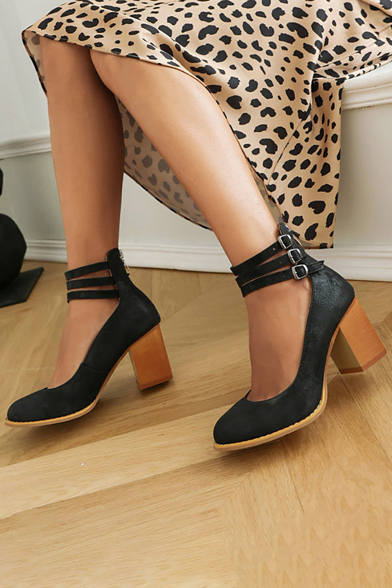 Casilda | Smooth Sandals with Ankle Straps and Chunky Heel