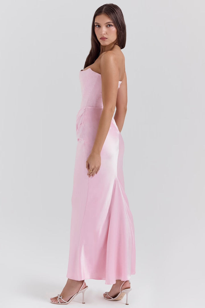 Lila - Satin Dress with Hourglass Shape Silhouette
