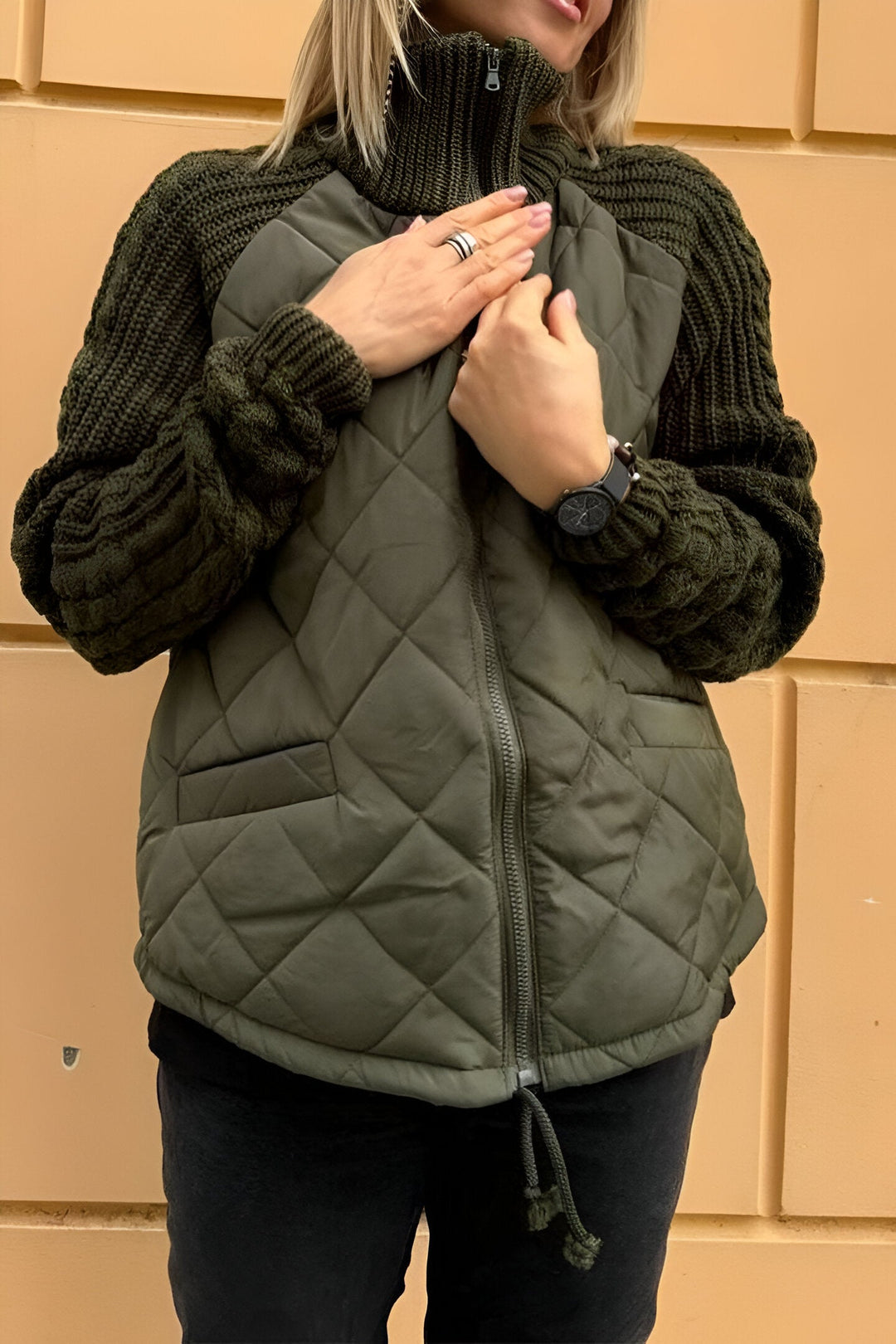 Kierra – Trendy Patchwork Zip-Up Jacket