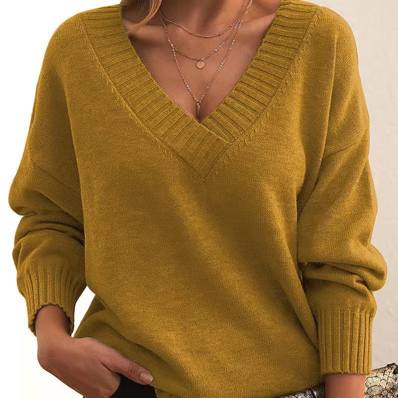 Alicia – Timeless Solid V-Neck Knit