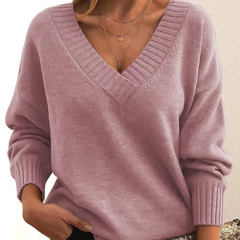 Alicia – Timeless Solid V-Neck Knit