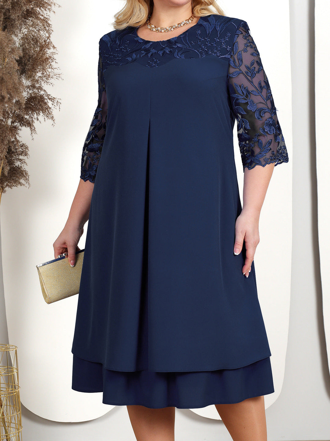 Rosemary – Plus Size Dress with Embroidered Details