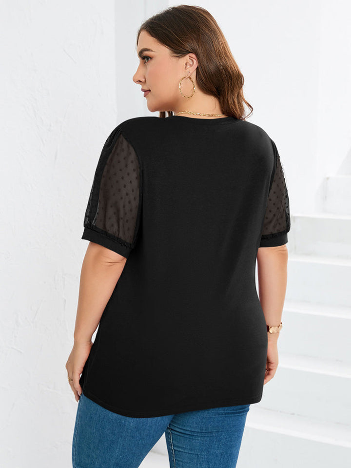 Hilary – Elegant Sheer Sleeve V-Neck Blouse