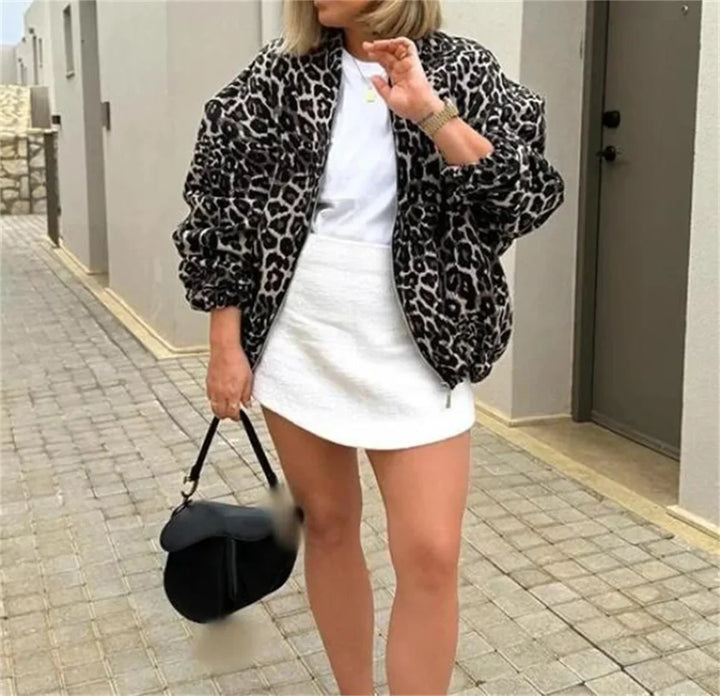 Cambria - Leopard Print Bomber Jacket
