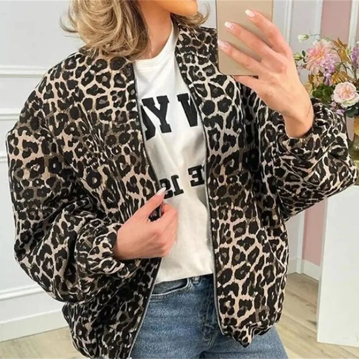 Cambria - Leopard Print Bomber Jacket