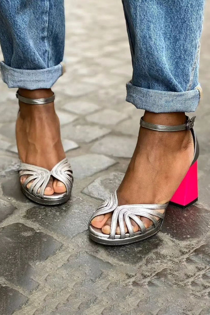 Seraphina | Shiny Sandals with Wide Fit and Elegant Buckle Closure