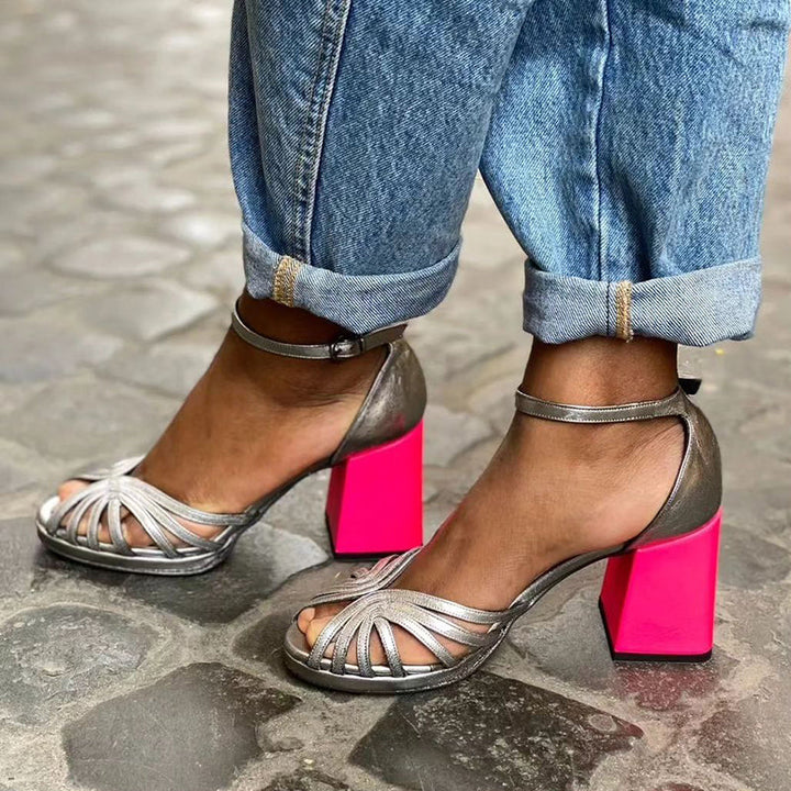 Seraphina | Shiny Sandals with Wide Fit and Elegant Buckle Closure