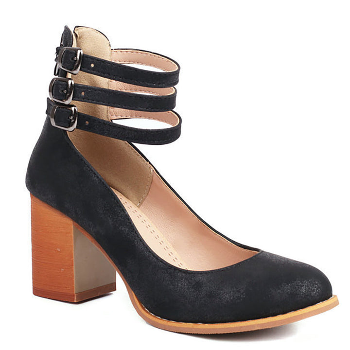 Casilda | Smooth Sandals with Ankle Straps and Chunky Heel
