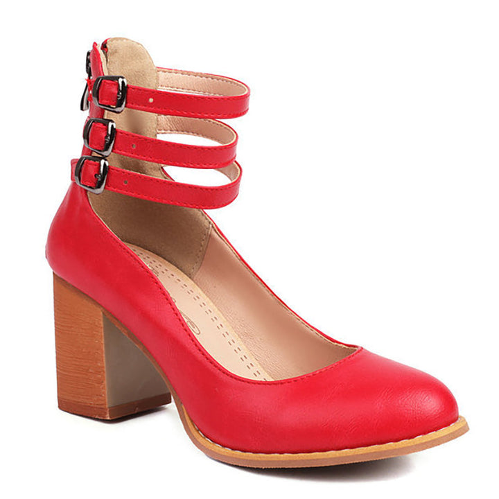 Casilda | Smooth Sandals with Ankle Straps and Chunky Heel