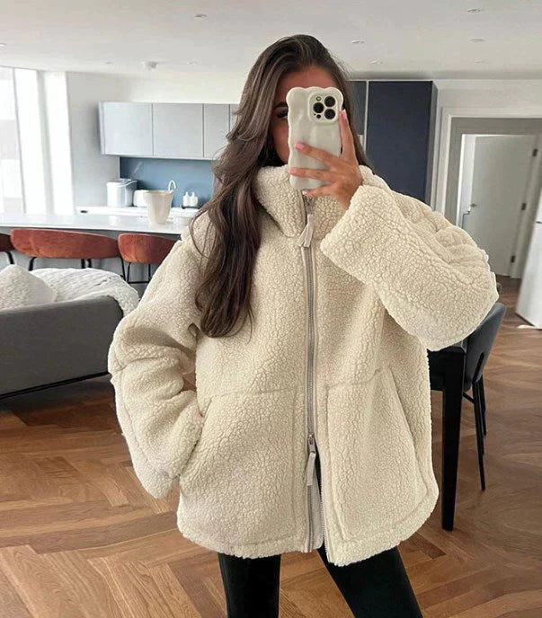 Rose - Oversized Teddy Coat with Zipper