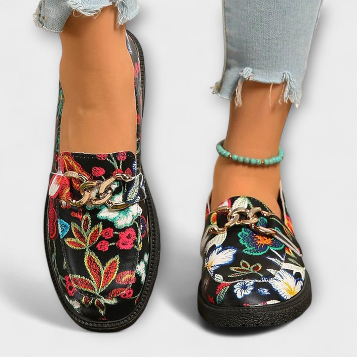 Eleanor - Multicolored Moccasins with Floral Pattern