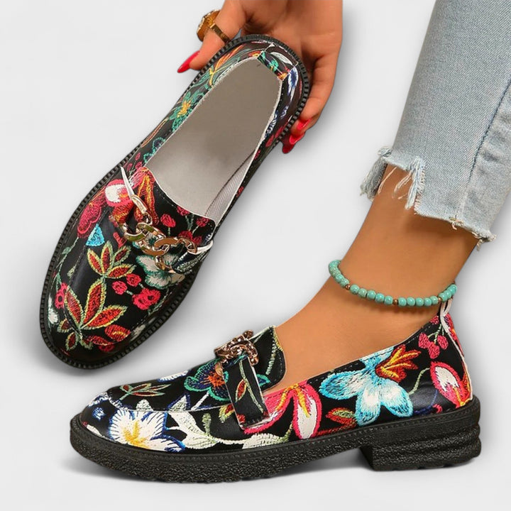 Eleanor - Multicolored Moccasins with Floral Pattern