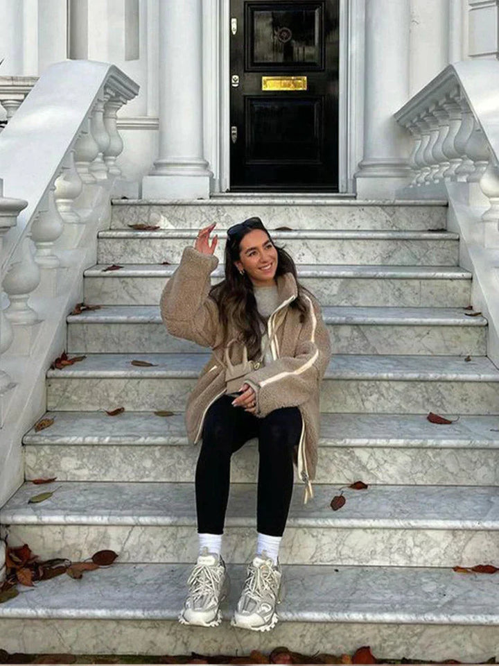 Rose - Oversized Teddy Coat with Zipper