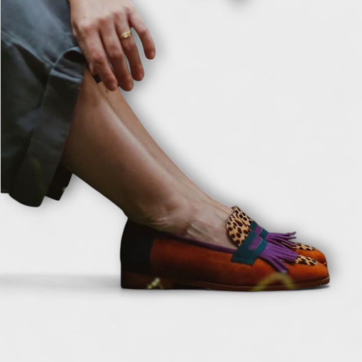 Effie - Brown Loafer with Leopard Print
