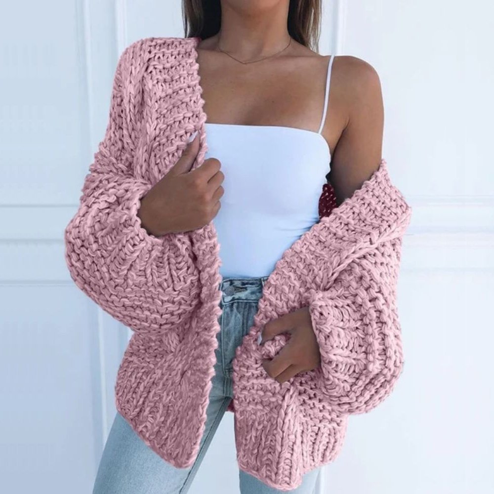 Genevieve – Comfy Open-Front Chunky Knit Cardigan