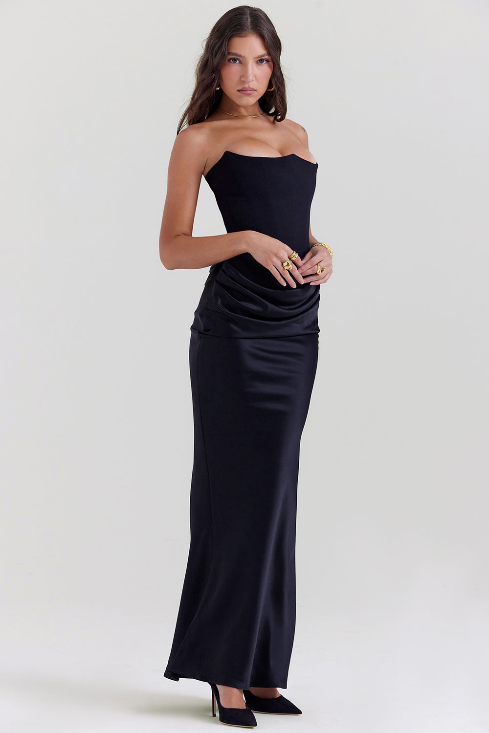 Lila - Satin Dress with Hourglass Shape Silhouette